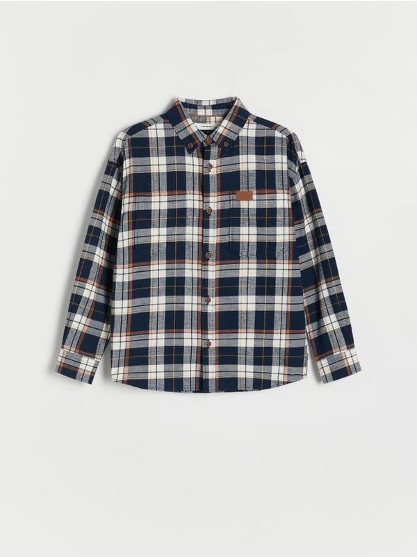 Reserved Reserved - Predimenzionirana karirana košulja - mornarsko plava