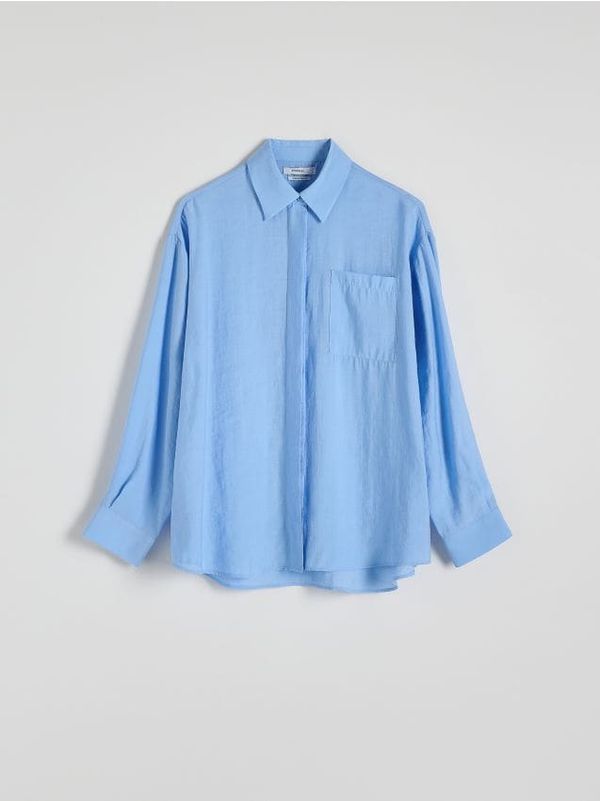 Reserved Reserved - Predimenzionirana košulja s visokim udjelom modalnih vlakana - plava
