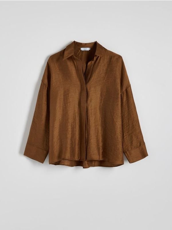 Reserved Reserved - Predimenzionirana košulja - tamnosmeđe