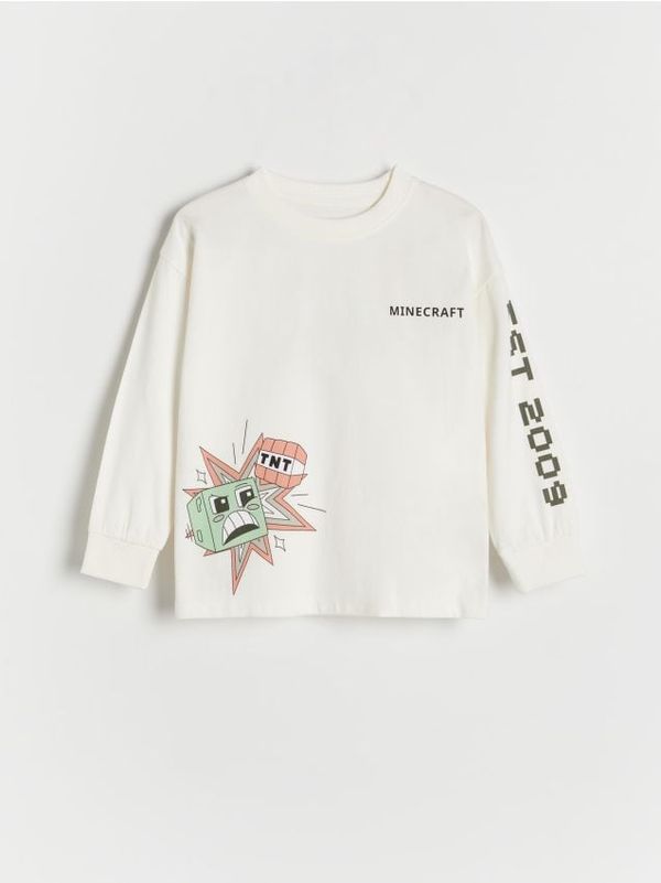 Reserved Reserved - Predimenzionirana majica dugih rukava Minecraft - krem