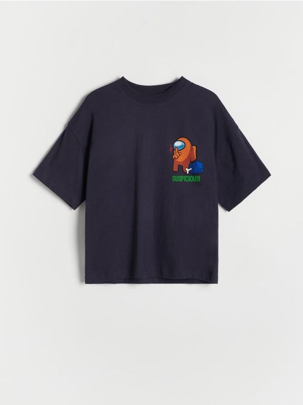 Reserved Reserved - Predimenzionirana majica kratkih rukava Among Us - mornarsko plava