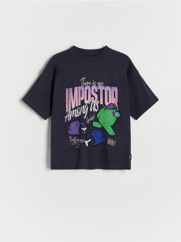 Reserved Reserved - Predimenzionirana majica kratkih rukava Among Us - mornarsko plava