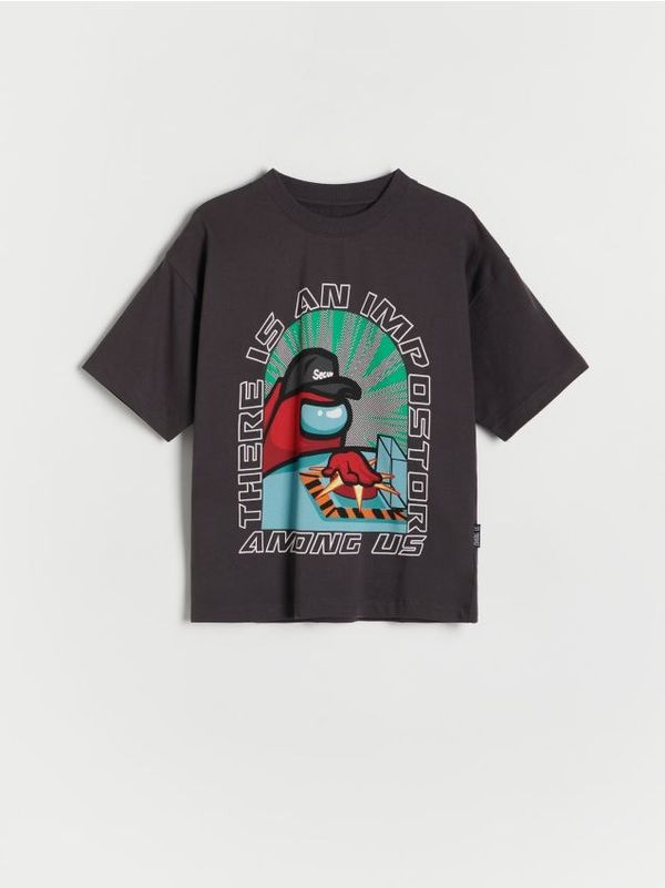 Reserved Reserved - Predimenzionirana majica kratkih rukava Among Us - tamnosivo