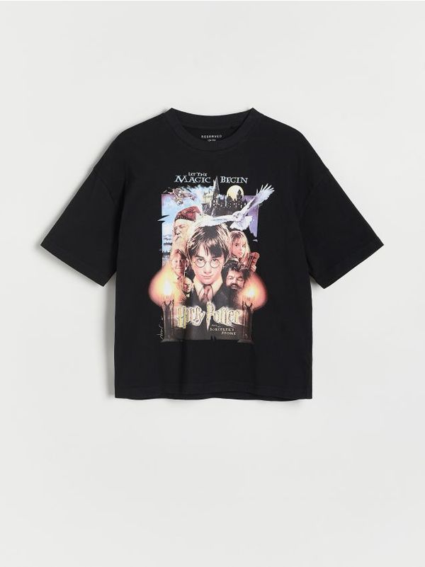 Reserved Reserved - Predimenzionirana majica kratkih rukava Harry Potter - crno