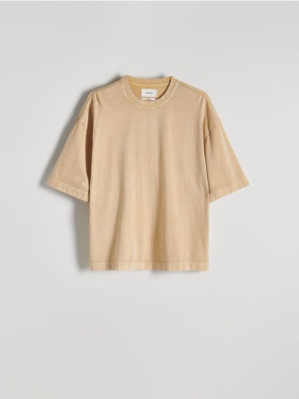 Reserved Reserved - Predimenzionirana majica kratkih rukava isprana izgleda - boja jantara