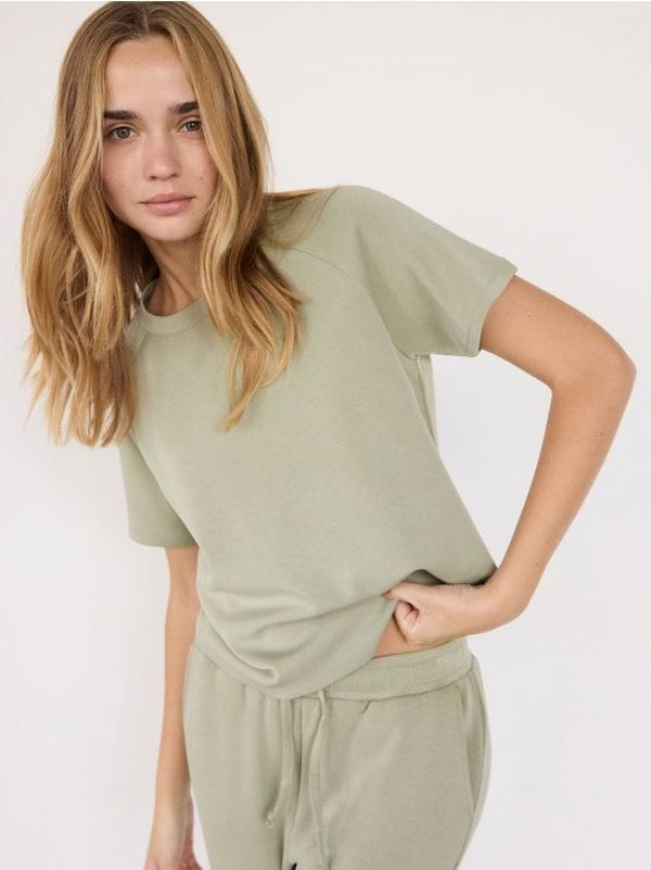 Reserved Reserved - Predimenzionirana majica kratkih rukava s mješavinom modalnih vlakana - svjetlozeleno