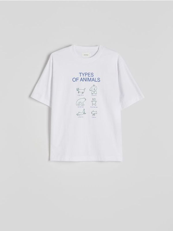 Reserved Reserved - Predimenzionirana majica kratkih rukava s printom - bijela