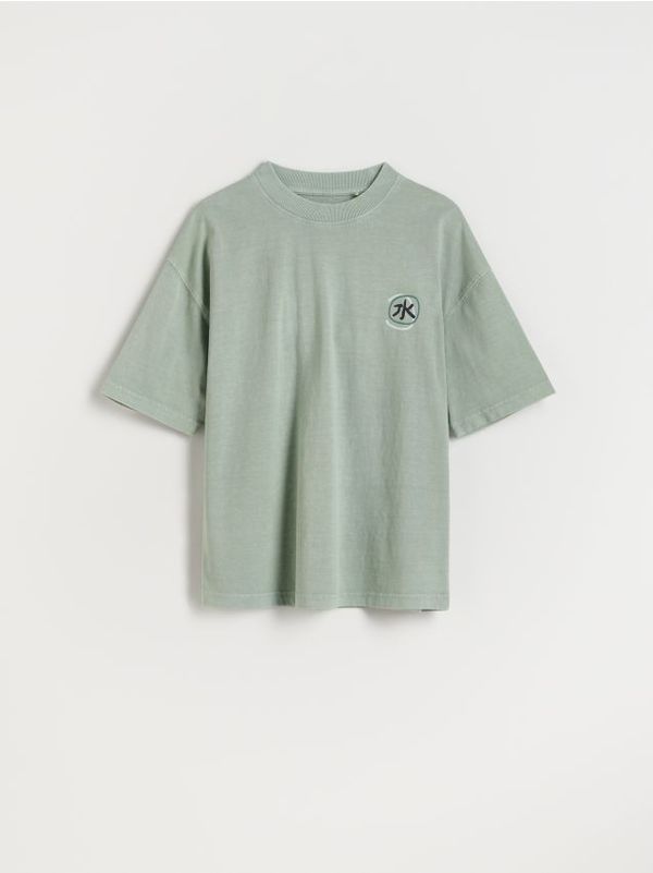 Reserved Reserved - Predimenzionirana majica kratkih rukava s printom - bljedozeleno