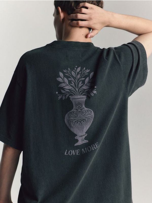 Reserved Reserved - Predimenzionirana majica kratkih rukava s printom - crno