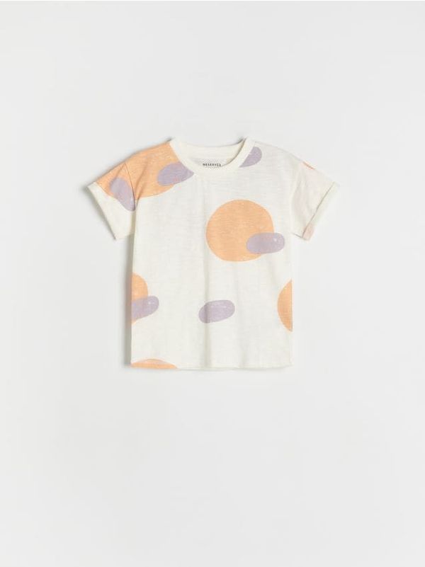Reserved Reserved - Predimenzionirana majica kratkih rukava s printom - krem