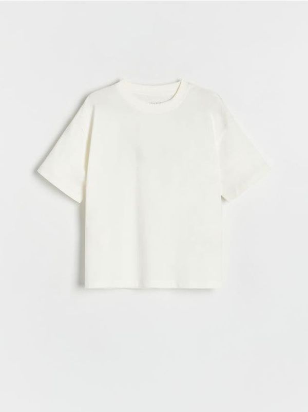 Reserved Reserved - Predimenzionirana pamučna majica kratkih rukava - krem