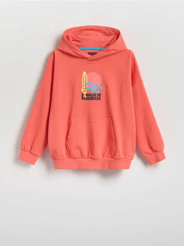 Reserved Reserved - Predimenzionirani gornji dio trenirke s kapuljačom - boja mandarine