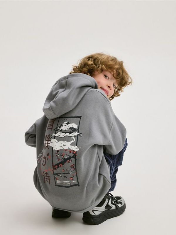 Reserved Reserved - Predimenzionirani gornji dio trenirke s kapuljačom - light grey