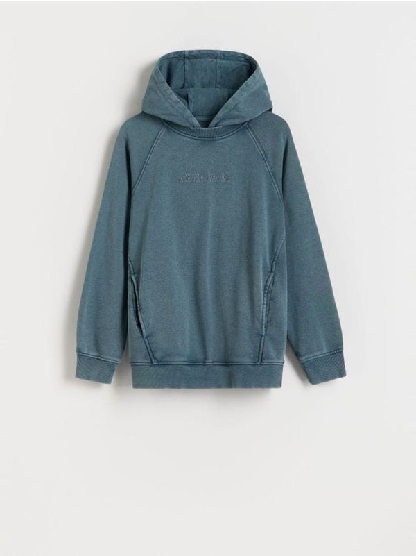 Reserved Reserved - Predimenzionirani gornji dio trenirke s kapuljačom - tamnotirkizno