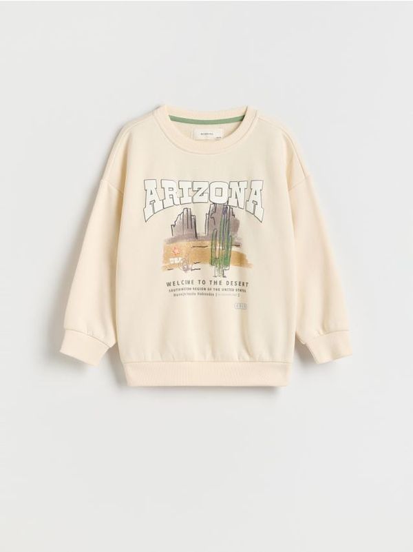 Reserved Reserved - Predimenzionirani gornji dio trenirke s printom - krem