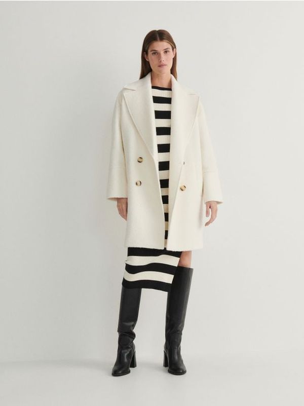 Reserved Reserved - Predimenzionirani kaput s dvostrukim kopčanjem - krem