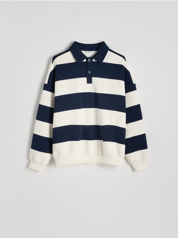 Reserved Reserved - Predimenzionirani prugasti gornji dio trenirke - mornarsko plava