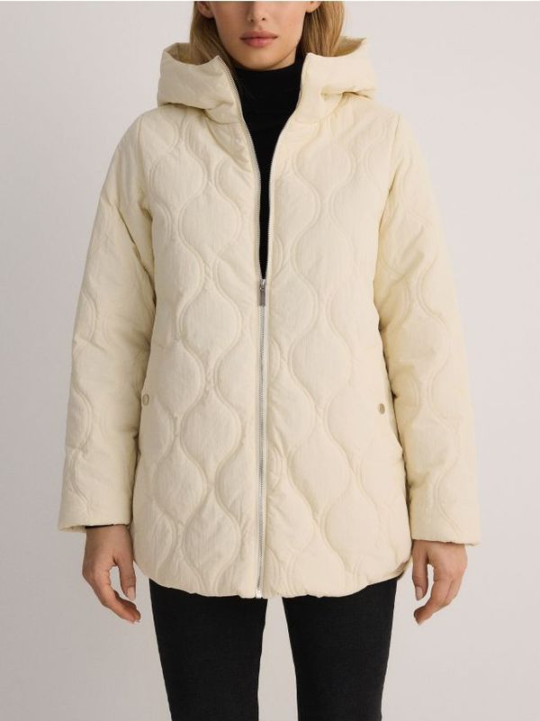 Reserved Reserved - Prošivena jakna s kapuljačom - boja kože