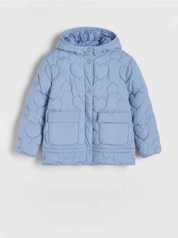 Reserved Reserved - Prošivena jakna s kapuljačom - boja zumbula