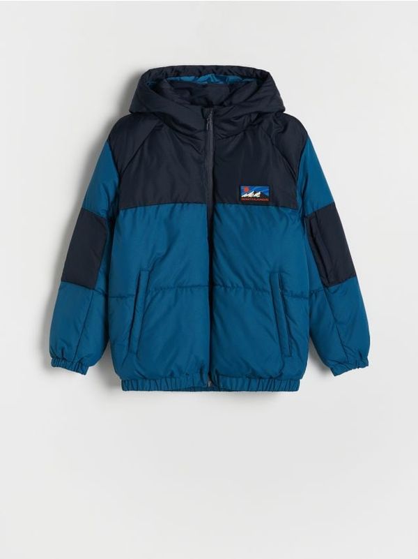 Reserved Reserved - Prošivena jakna s kapuljačom - čeličnozeleno