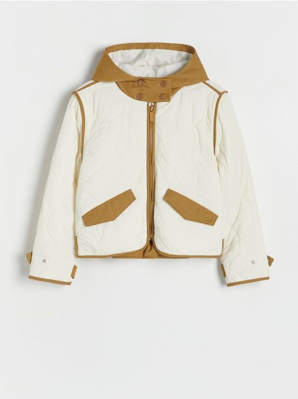 Reserved Reserved - Prošivena jakna s kapuljačom - krem