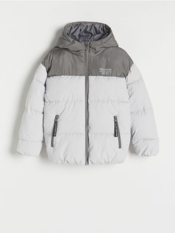 Reserved Reserved - Prošivena jakna s kapuljačom - light grey