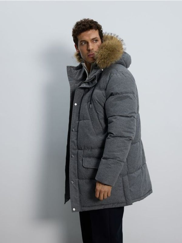 Reserved Reserved - Prošivena jakna s kapuljačom - light grey