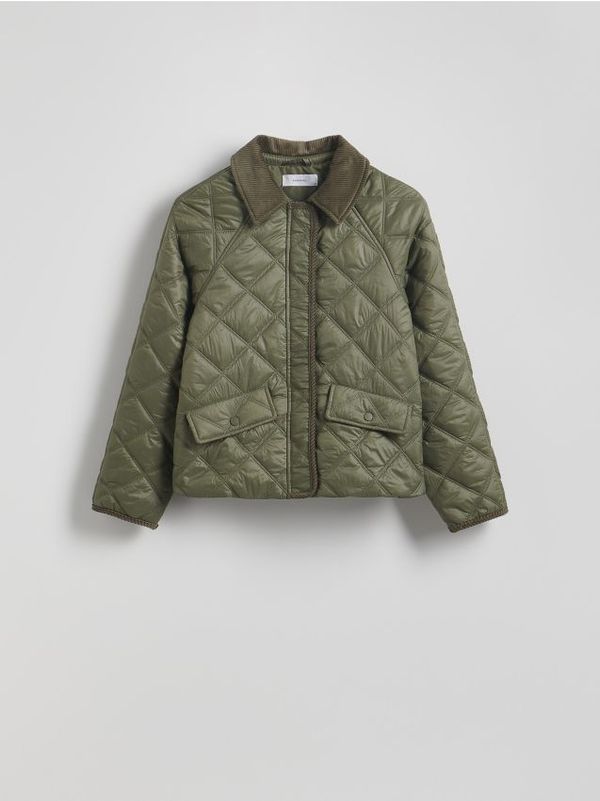 Reserved Reserved - Prošivena jakna s ovratnikom - zelena