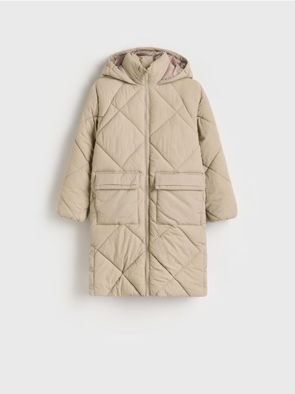 Reserved Reserved - Prošiveni kaput s kapuljačom - bež