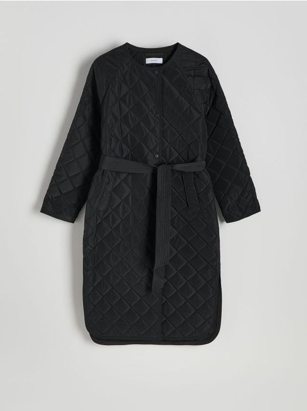 Reserved Reserved - Prošiveni kaput s remenom - crno