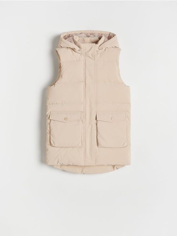 Reserved Reserved - Prošiveni prsluk s kapuljačom - bež