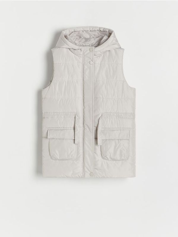 Reserved Reserved - Prošiveni prsluk s kapuljačom - light grey