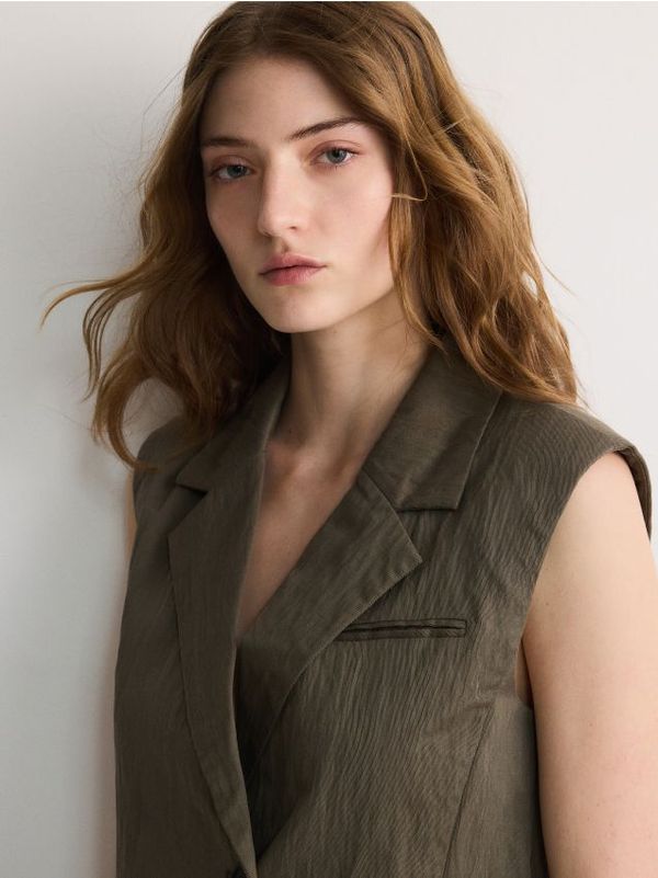 Reserved Reserved - Prsluk od mješavine liocela - prljavozeleno