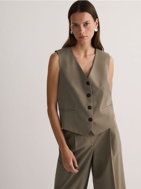 Reserved Reserved - Prsluk od mješavine viskoze - zelena