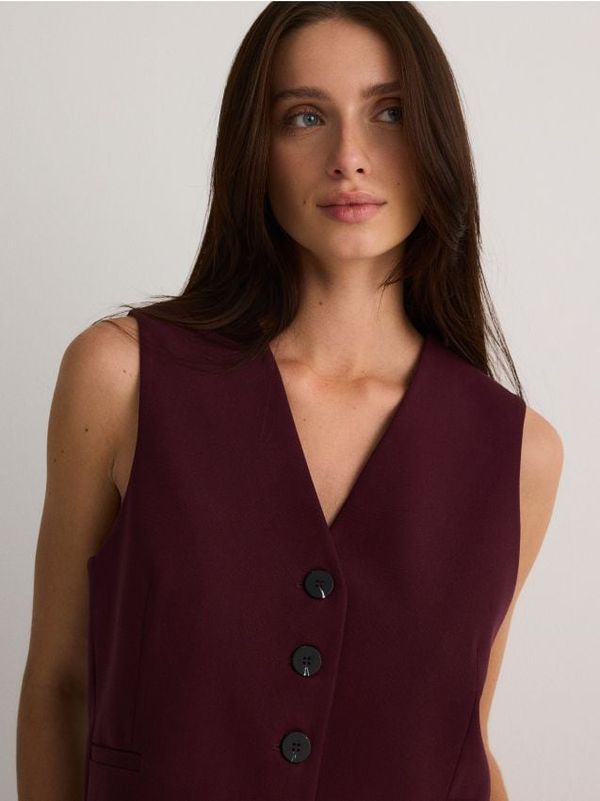 Reserved Reserved - Prsluk od odijela od mješavine viskoze - burgundy