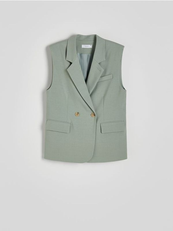 Reserved Reserved - Prsluk s dvostrukim kopčanjem - bljedozeleno