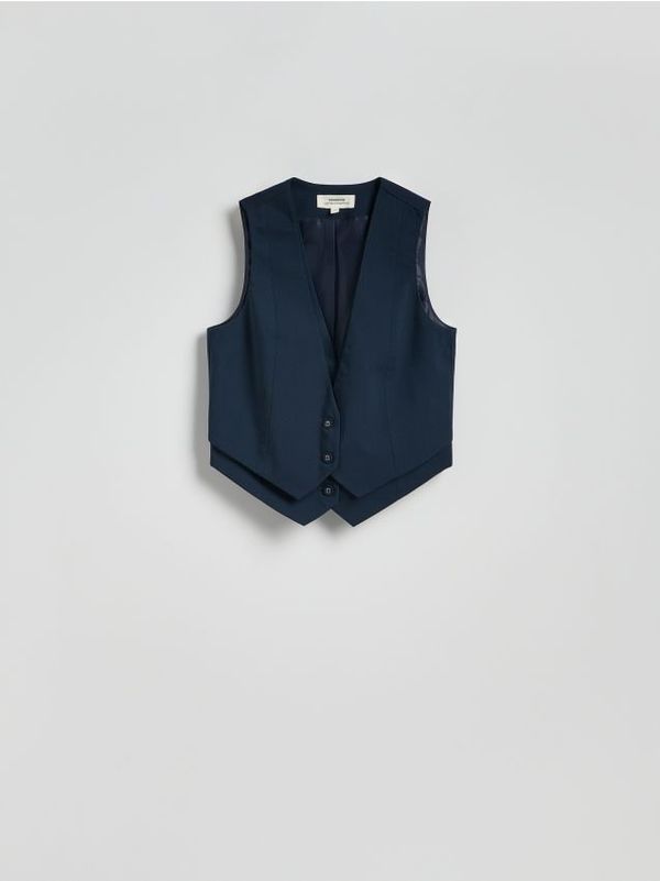 Reserved Reserved - Prsluk s ukrasnim gumbima - mornarsko plava