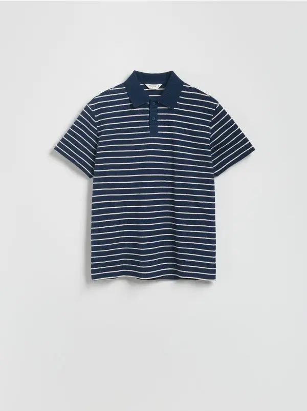 Reserved Reserved - Prugasta comfort polo-majica - mornarsko plava