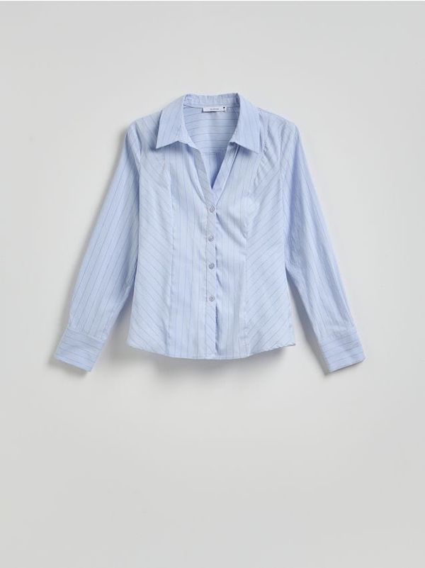 Reserved Reserved - Prugasta košulja - bljedotirkizno