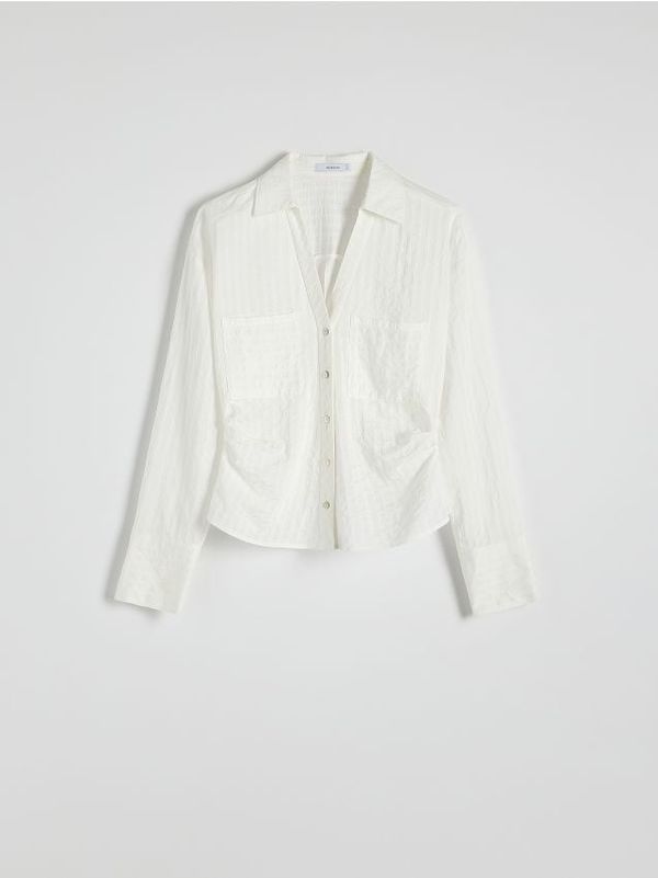 Reserved Reserved - Prugasta košulja kratkih rukava - bijela