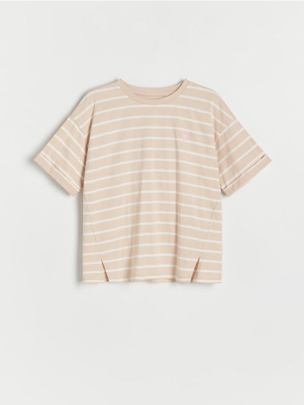 Reserved Reserved - Prugasta majica kratkih rukava - bež