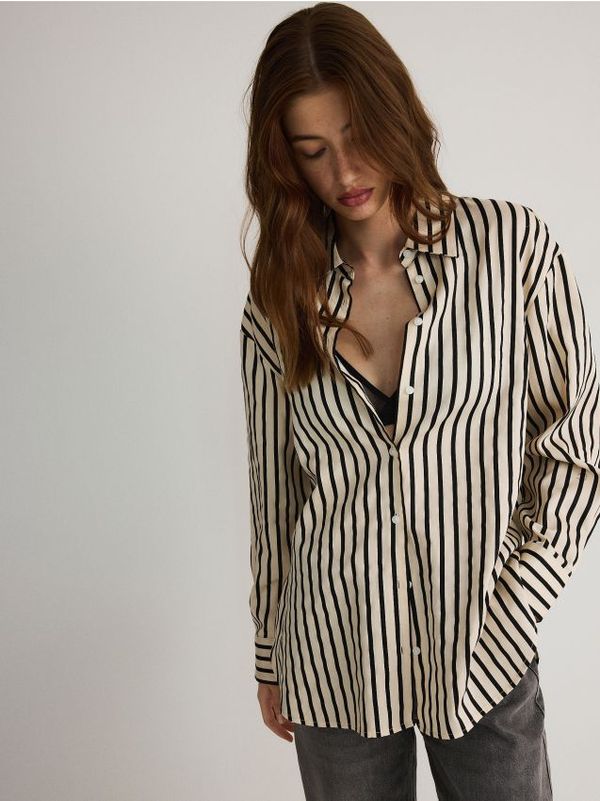 Reserved Reserved - Prugasta pamučna košulja - bež