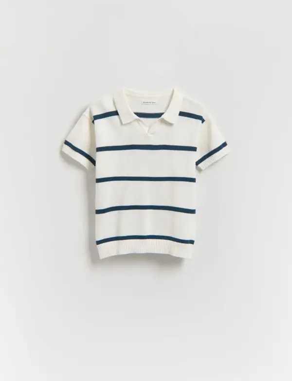 Reserved Reserved - Prugasta polo-majica - krem