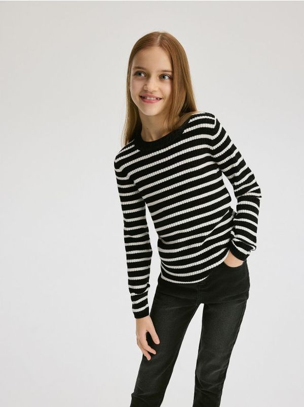 Reserved Reserved - Prugasti džemper - crno