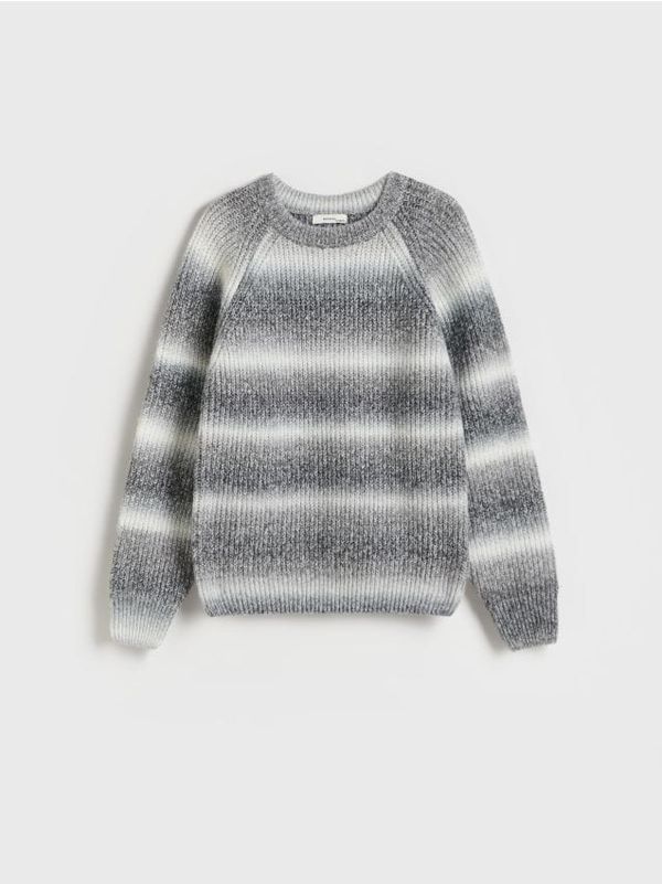 Reserved Reserved - Prugasti džemper od strukturirane tkanine - light grey