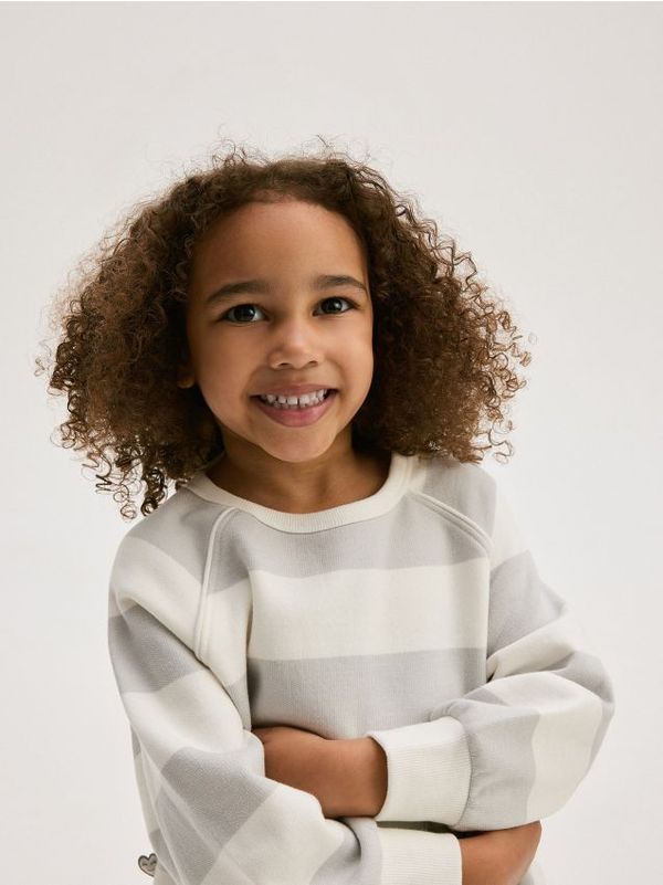 Reserved Reserved - Prugasti pamučni gornji dio trenirke - light grey