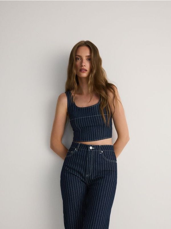 Reserved Reserved - Prugasti top - mornarsko plava