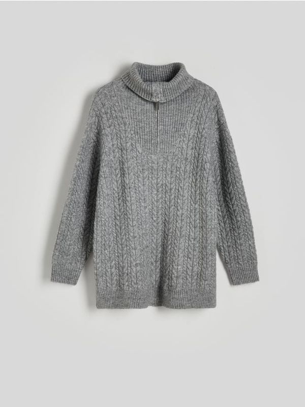 Reserved Reserved - Pulover s podignutim ovratnikom i patentnim zatvaračem - srednjesivo