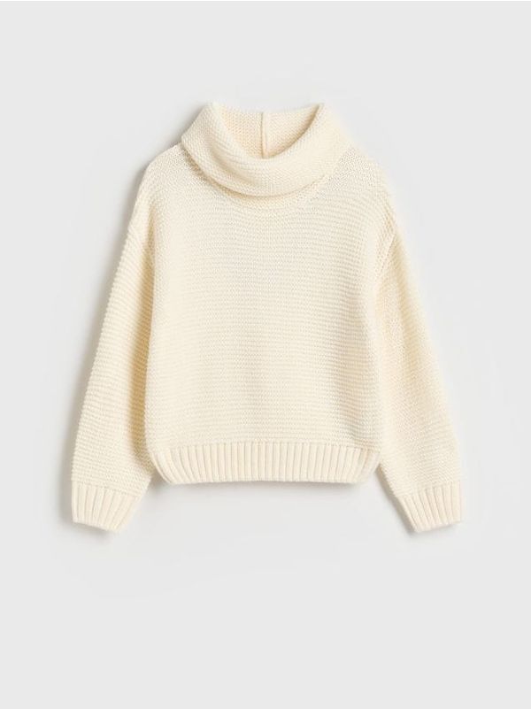 Reserved Reserved - Pulover sa širokim visokim ovratnikom - krem
