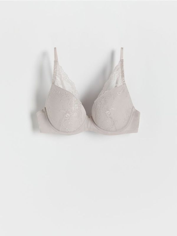 Reserved Reserved - Push-up grudnjak s čipkom - bež